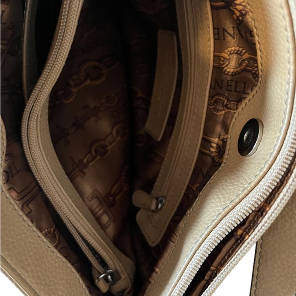 Tignanello Beige Multipocket Soft Pebbled Leather Shoulder Crossbody Bag - Picture 7 of 15